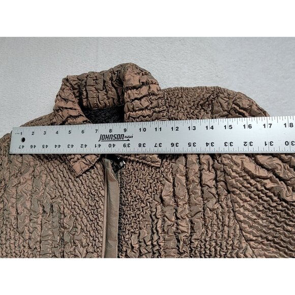 UBU Womens Textured Crinkle Jacket Medium Brown Polyester Zip-Up Lightweight - Picture 5 of 7